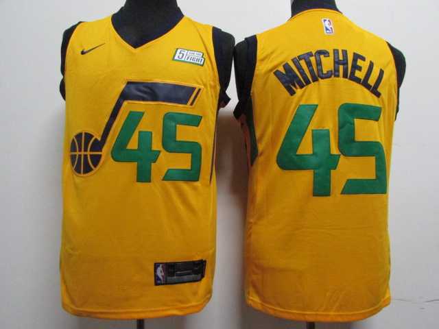 Jazz 45 Donovan Mitchell Yellow Nike Swingman Stitched NBA Jersey,We sell and wholesale Jazz 45 Donovan Mitchell Yellow Nike Swingman Stitched NBA Jersey on line form chian!
